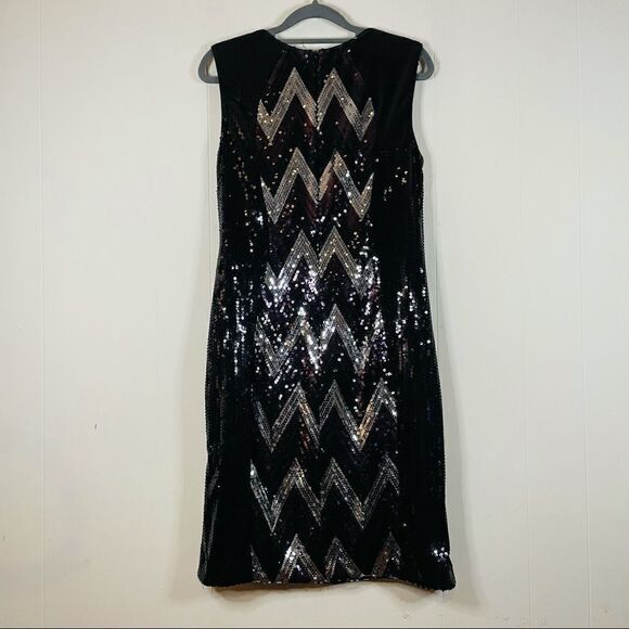 Vintage Night Way Sequins Chevron Midi Dress - Picture 4 of 5
